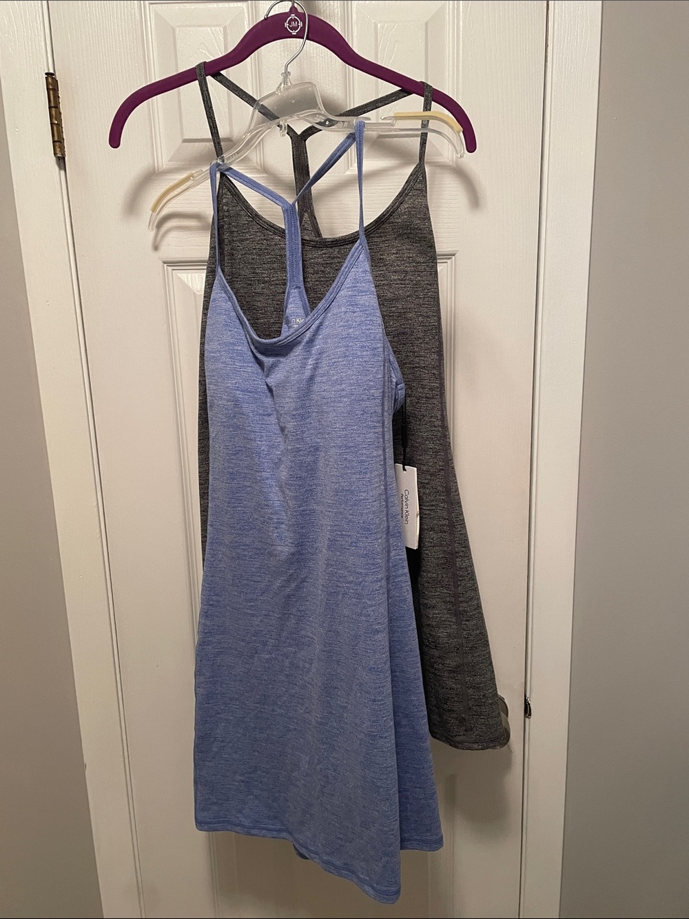 Calvin Klein Blue and Charcoal Knit Slip Dresses (2-Pack)
